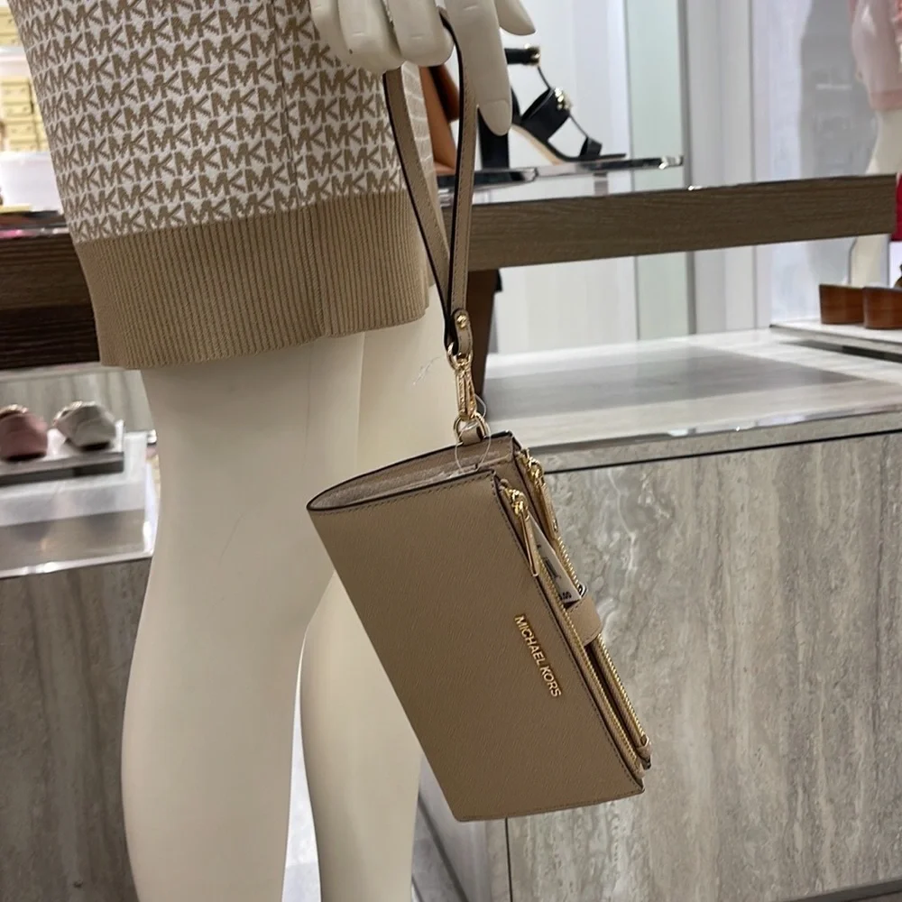 MICHAEL KORS LARGE DOUBLE ZIP WRISTLET wallet, clutch,